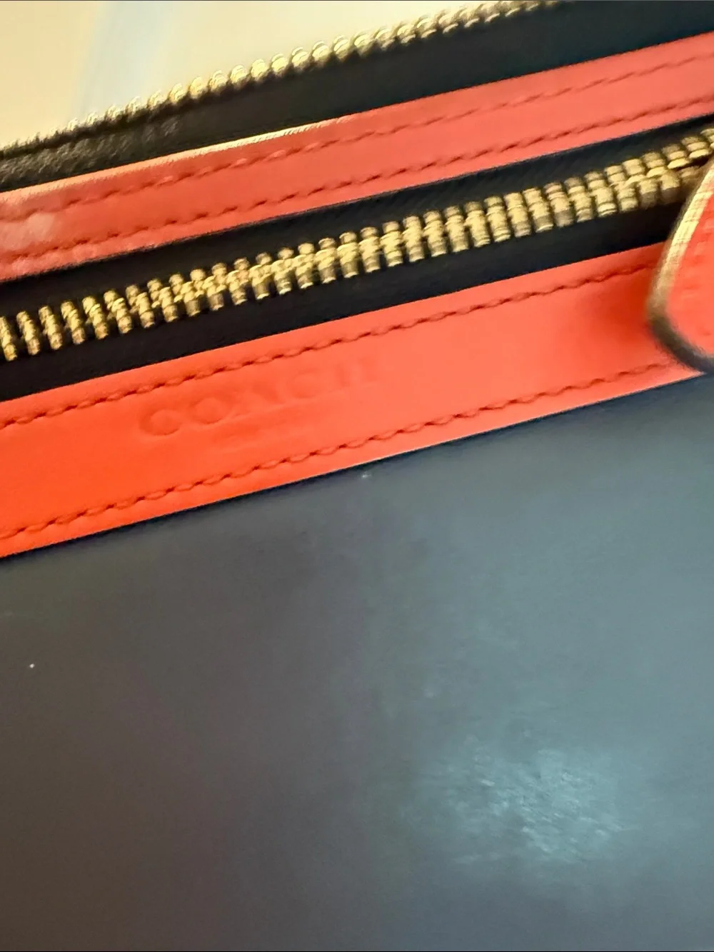 Coach Black and Red Leather Wristlet